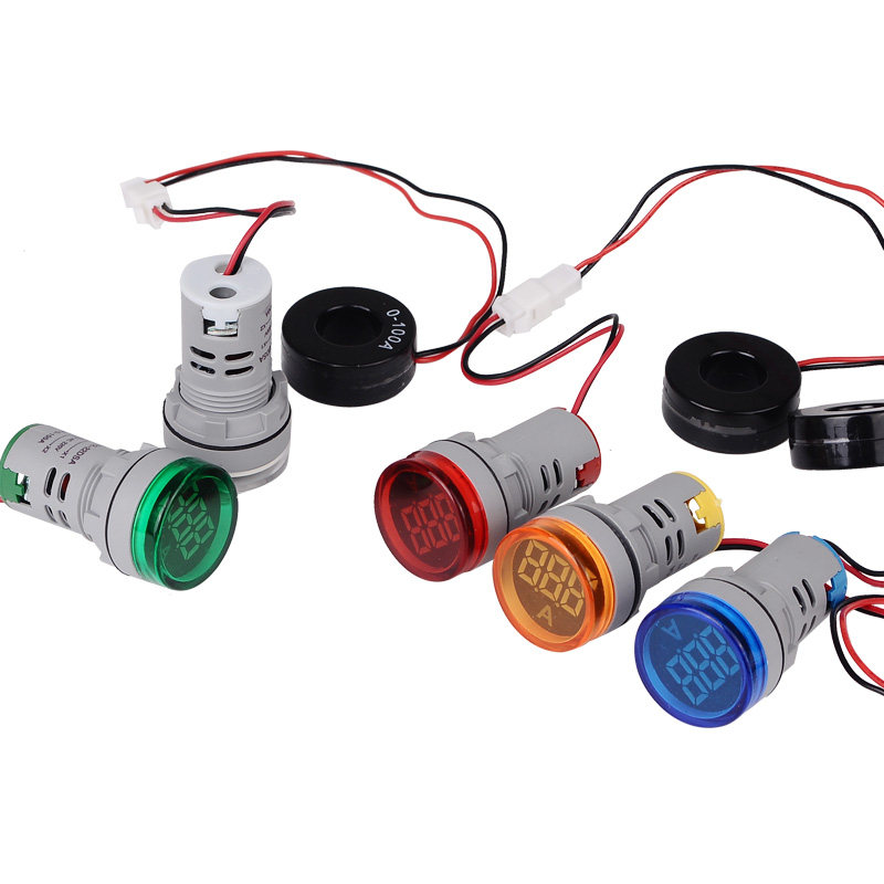 LED数显交流电流电压指示灯110V220V 380V方形电流表22mm配互感器图片