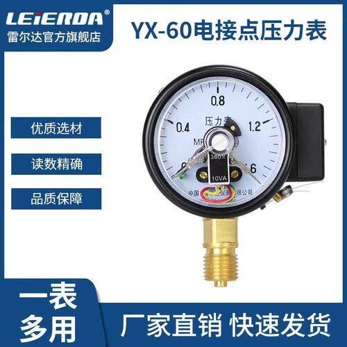 雷尔达磁助式电接点压力表 220V YX60/YXC60 电接点压力表控制器