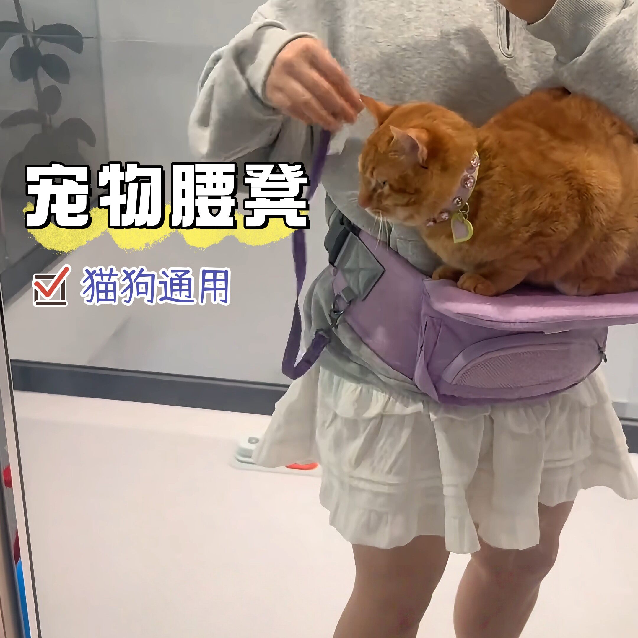 宠物腰凳猫狗通用小型犬坐凳猫咪外出轻便出行猫凳狗凳遛狗包神器
