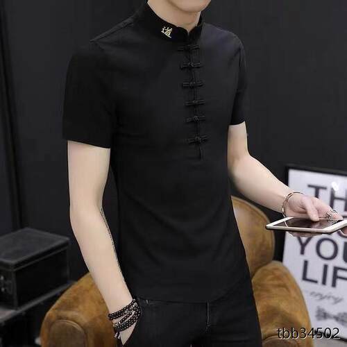 夏季中式刺绣立领棉麻男汉服