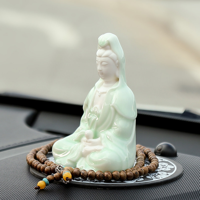 陶瓷佛像观音菩萨汽车摆件 车上车内车载中控台装饰品保平安包邮