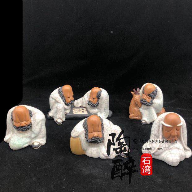 十八9698罗汉降龙虎陶醉石饰陶瓷公仔装品工艺品湾精品人伏气摆件