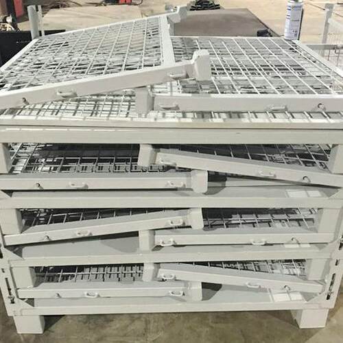 厂家供应金属网格周转输箱物流折垛叠钢制堆物料278周箱产品运转