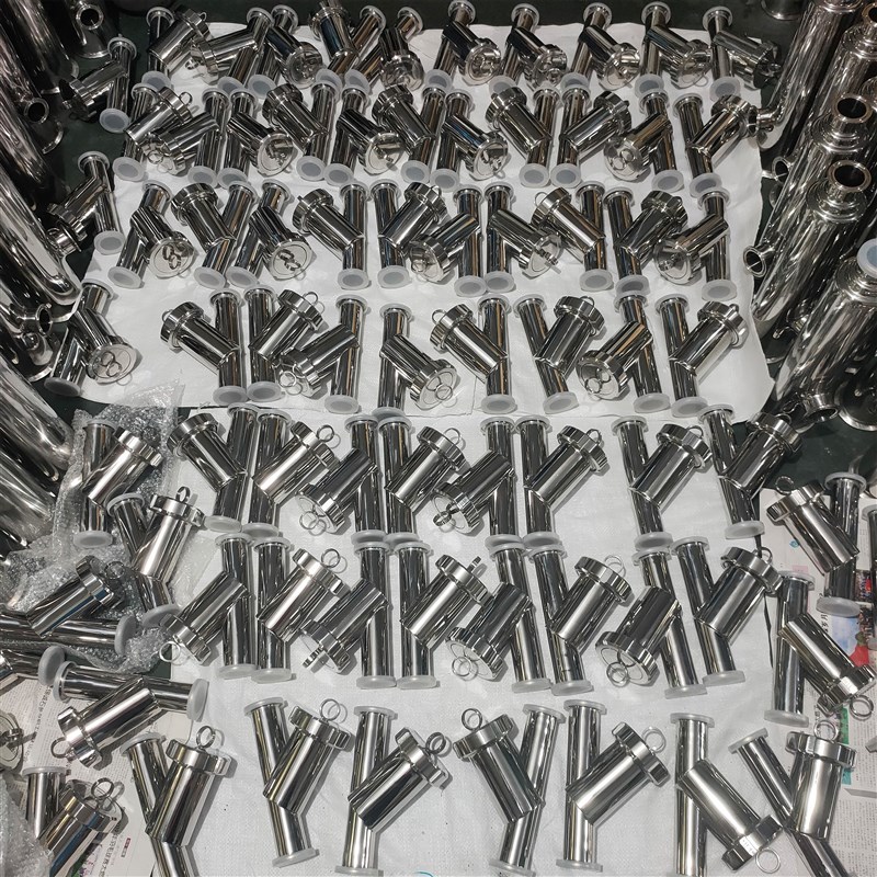 定制专拍304不锈钢快装Y型过滤器法兰卡箍式斜插卫生级管道过滤器