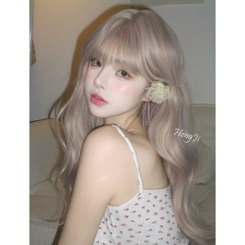 哼唧假发女长发韩式发型中长卷发Lolita网红全头套自然蓬松假发套
