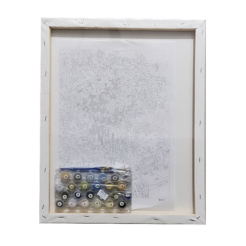 diy手绘丙烯填色减压数字油画北欧风景花卉卡通人物客厅装饰40x50