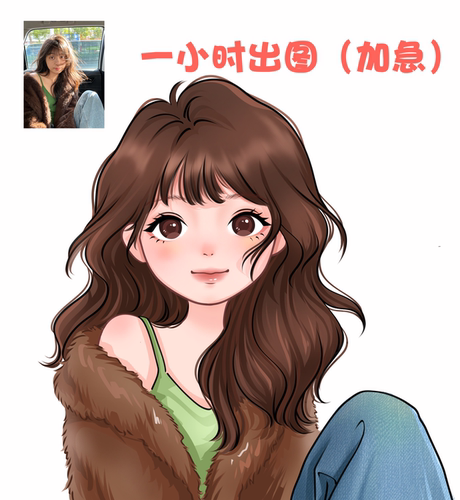 手绘Q版真人照片转漫画头像定制