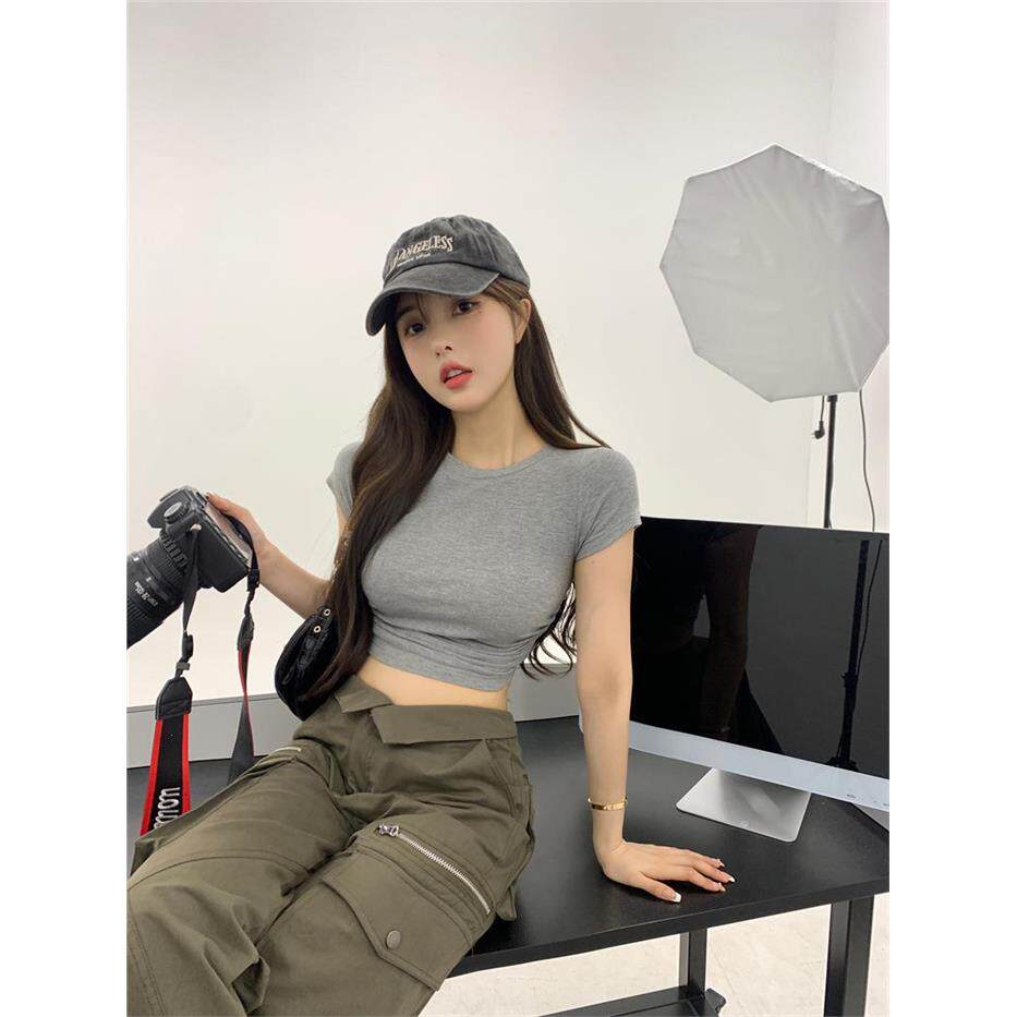 辣妹抽绳性感短袖T恤女装