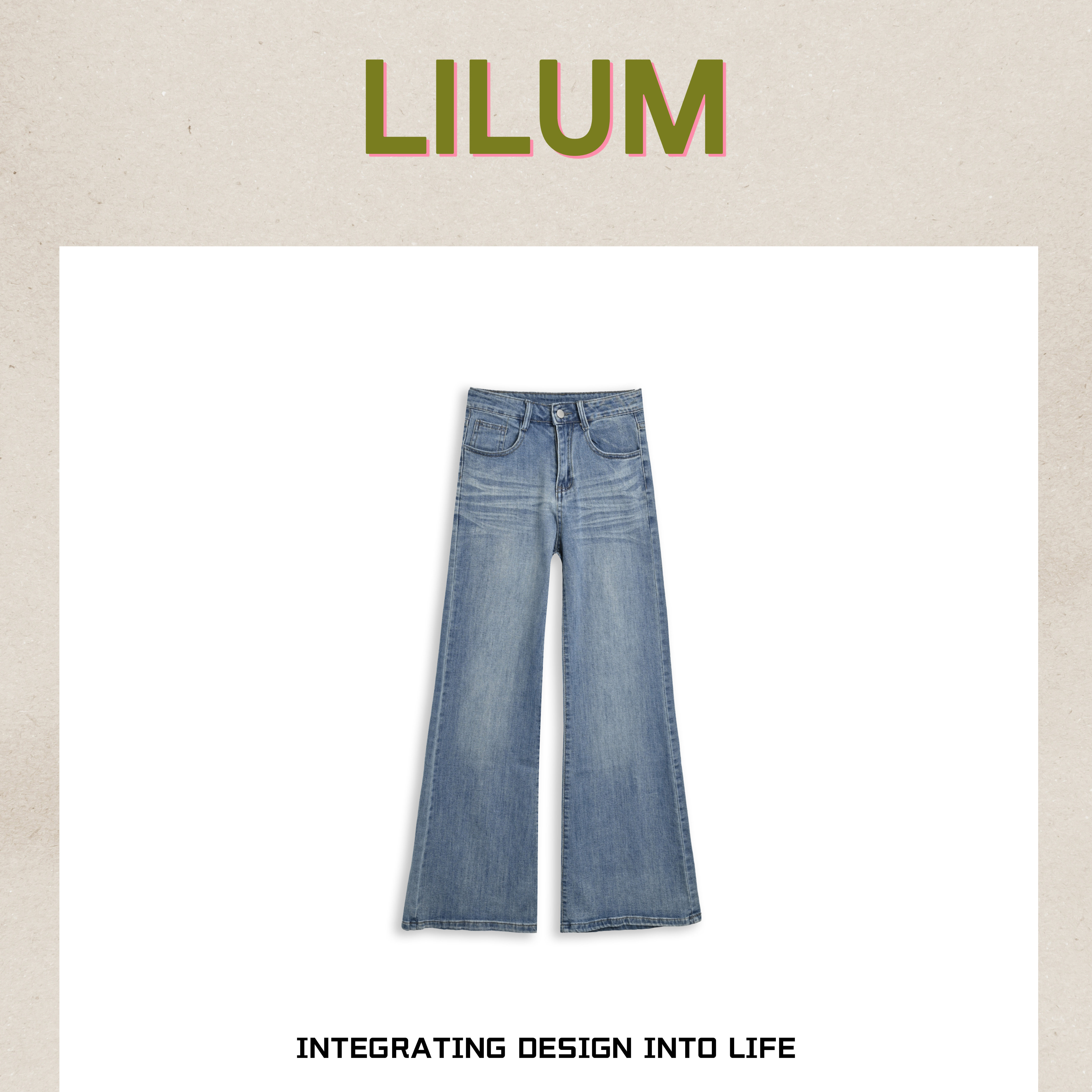 【小田专享】LILUM厘白【柒语牛仔裤】时尚百搭休闲牛仔裤