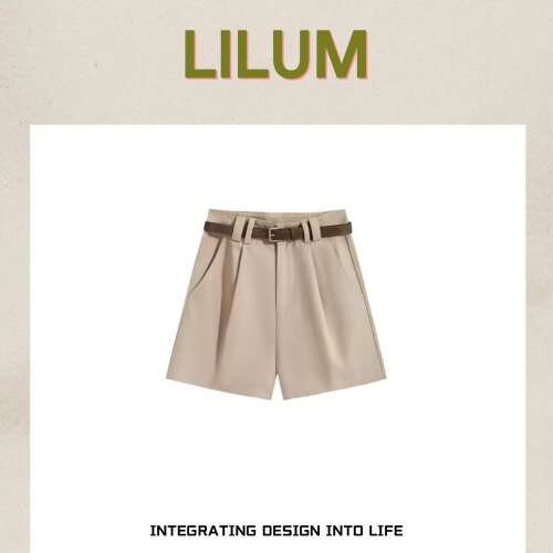 【小田直播间】LILUM厘白【老钱短裤】时尚百搭休闲短裤LL6853