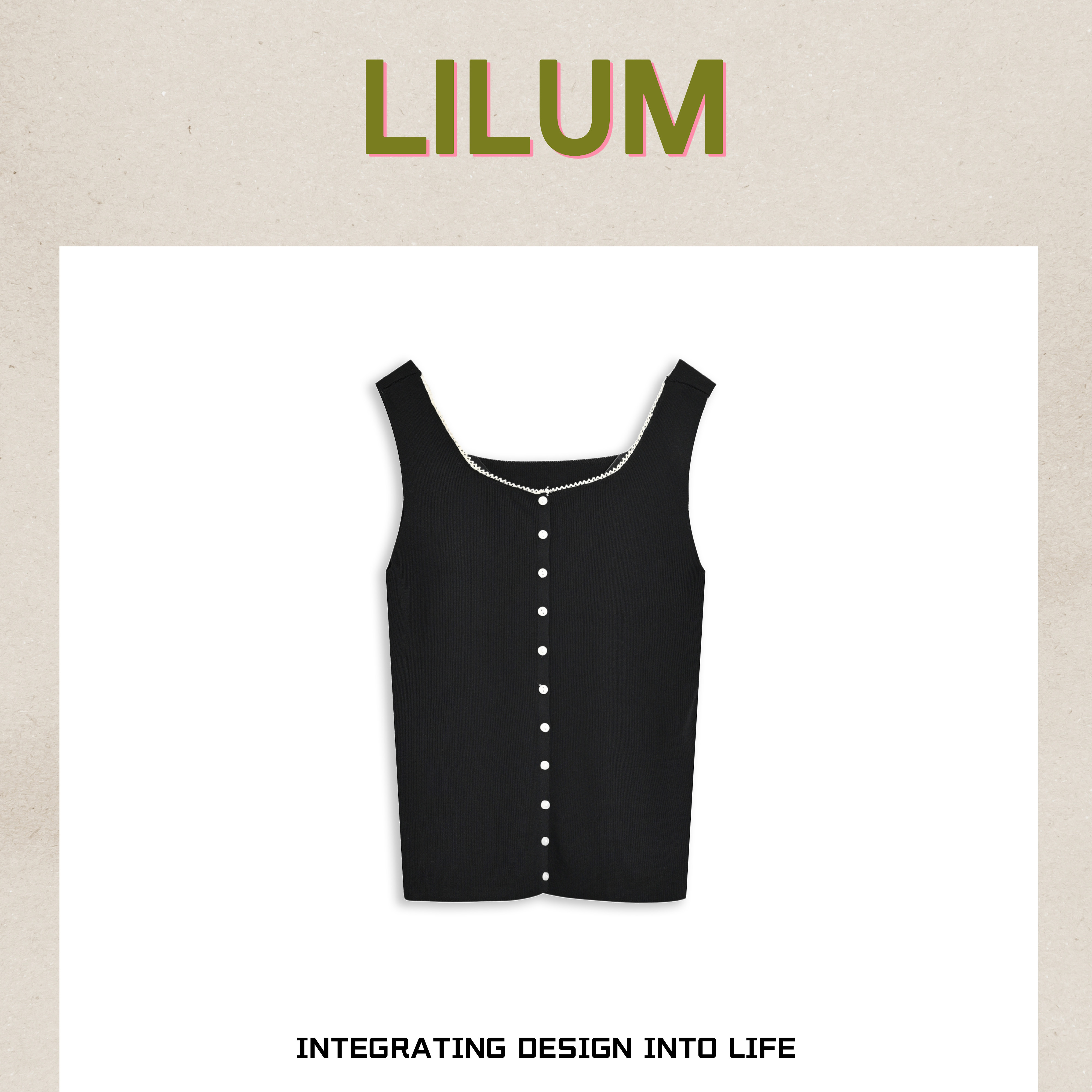 【小田专享】LILUM厘白【萤光背心】时尚百搭休闲背心