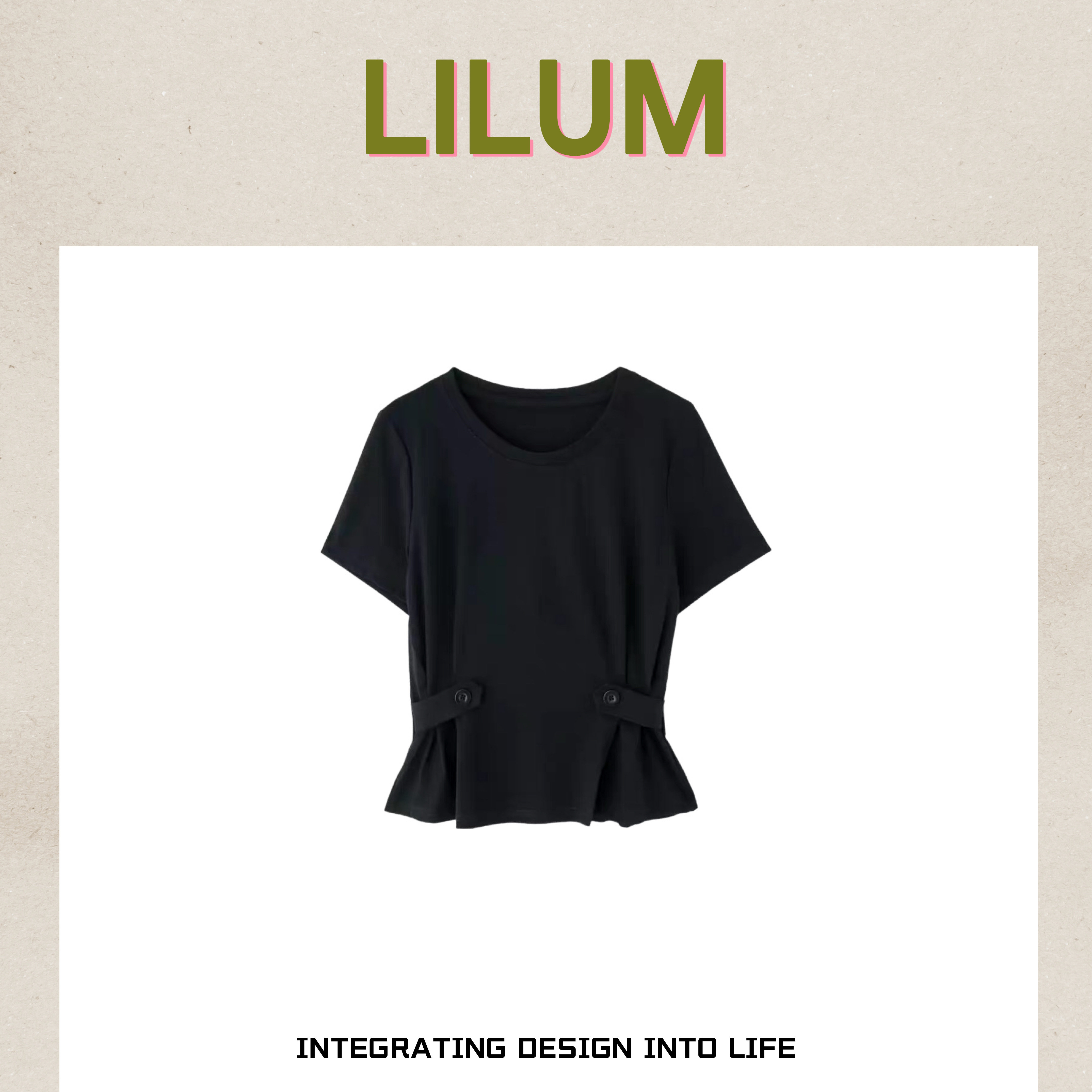 【小田直播间】LILUM厘白【青芷短袖】时尚百搭休闲短袖LL6821