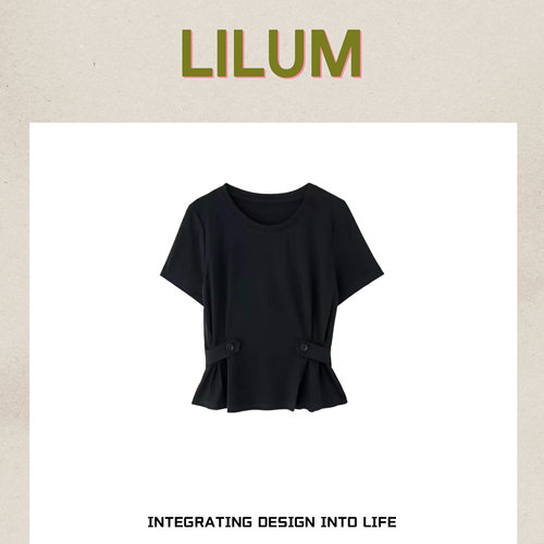 【小田直播间】LILUM厘白【青芷短袖】时尚百搭休闲短袖LL6821