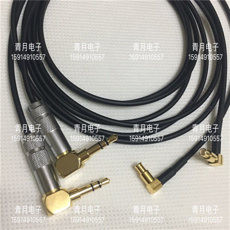 3.5mm双声道公弯头转MCX公弯头加长同轴信号线 3.5三级音频转接线