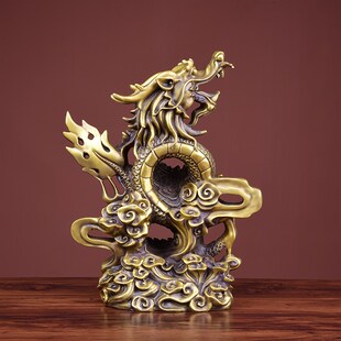 铜龙飞龙在天龙凤呈祥摆件招财办公室装饰家居装饰.摆设工艺品