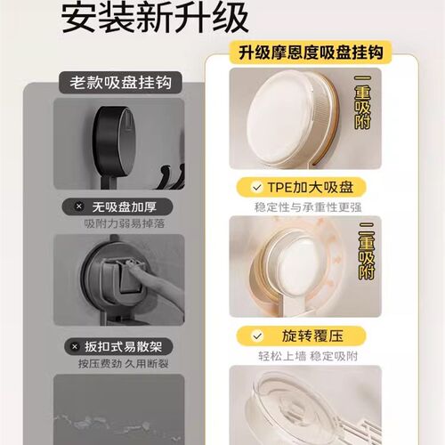 吸盘式门后挂e钩免打孔壁挂钩子置物架入户门挂衣架收纳果蔬置物