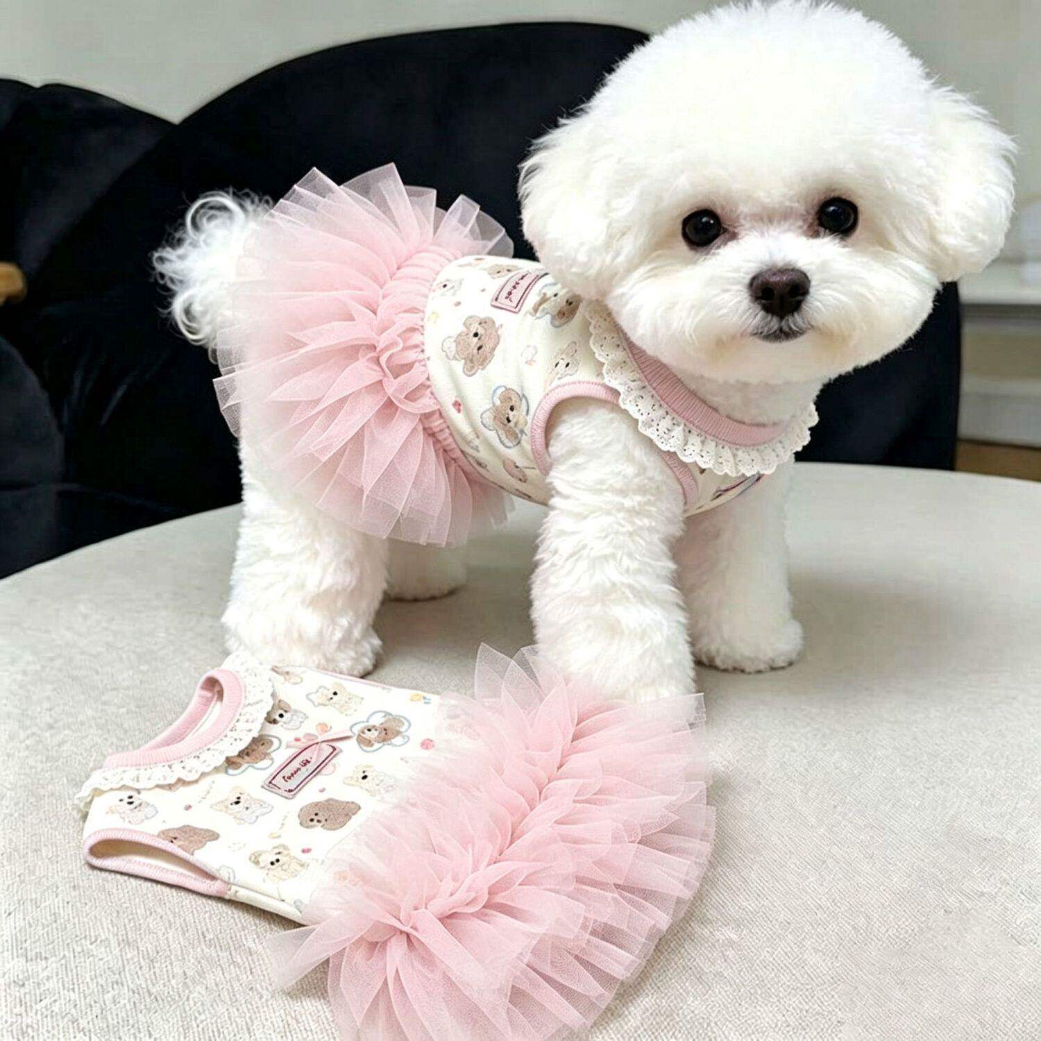 狗狗衣服蝴蝶结花边公主风蓬蓬裙