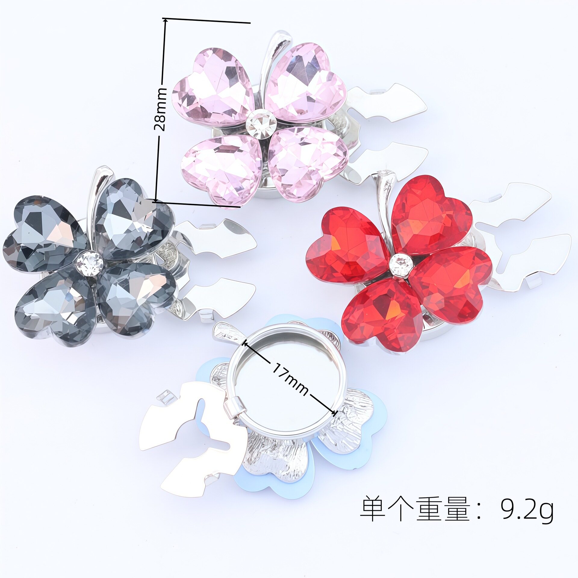 法式水晶花朵袖扣女轻奢免打孔衬衫纽扣盖多色固定器