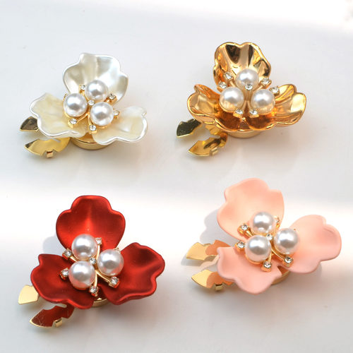 Button Covers袖扣三瓣花珍珠衬衫礼服袖花瓣纽扣盖袖扣衬衫装饰