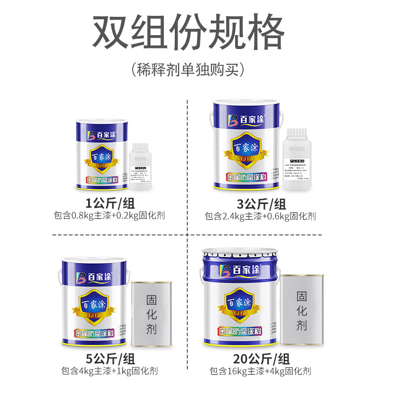 氟碳漆不锈钢镀锌管铝合金户外栏杆专用底面合一金属钢构防锈油漆