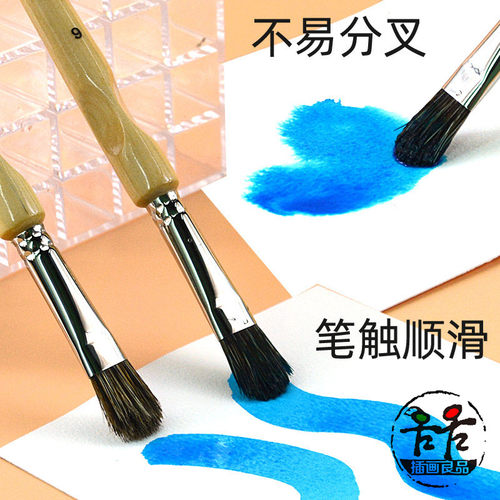 玛琅树叶笔320FB貉子毛圆弧笔峰水彩笔 弧形画刷画树叶草地金叶笔