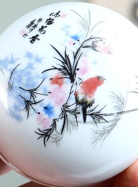 光祖景德镇陶瓷印泥盒仿古复古瓷缸特大号中号哥窑高包高顶印泥花