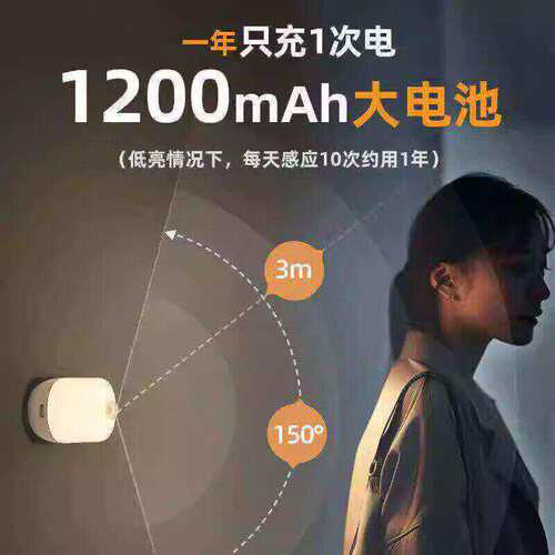 智能人体自动感应卧室楼梯过道护眼节能光控小夜灯