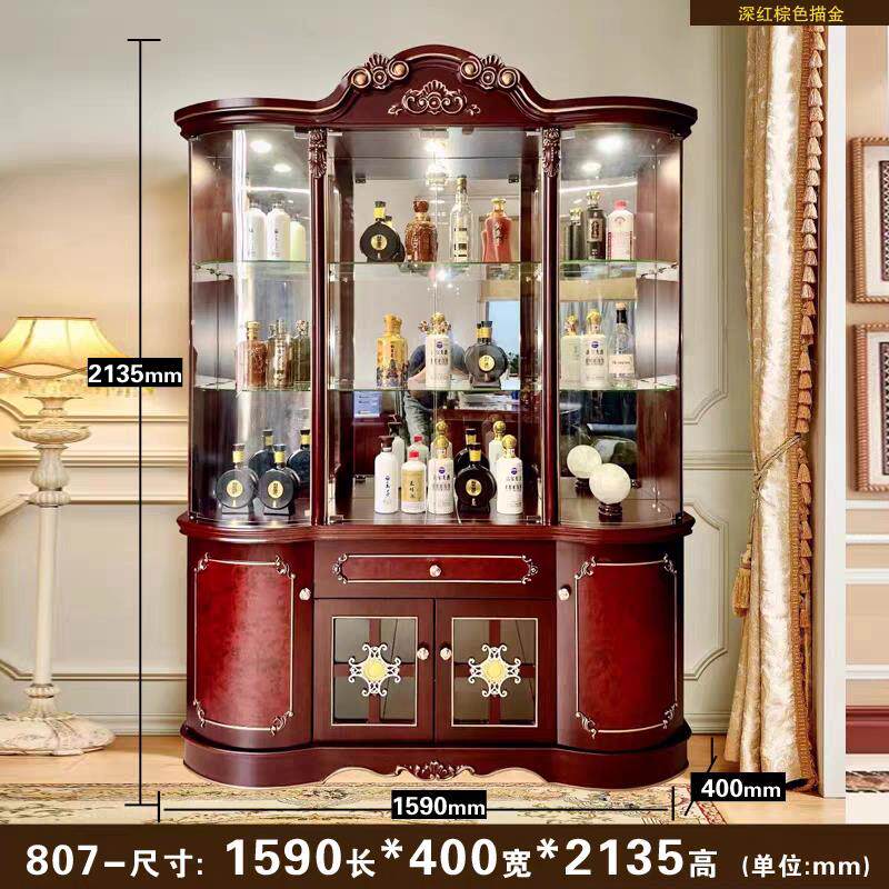 1007高档奢华客厅欧靠式酒柜玻璃门柜展示红酒柜电墙视边装饰柜餐