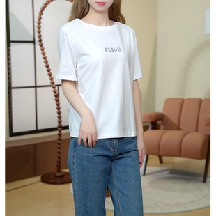 GUESS 女子休闲圆领短袖正肩T恤-RP2K2423
