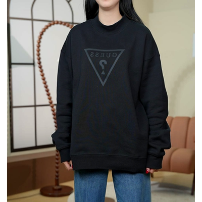 GUESS 情侣新款女倒三角LOGO圆领卫衣-X4PP37K2Q40