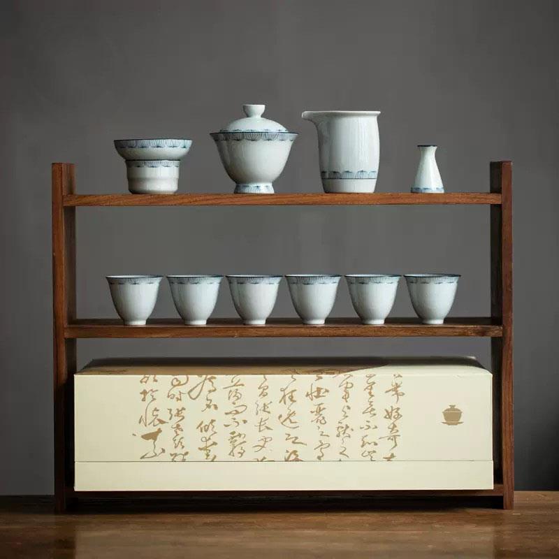 高档礼盒装整套中式陶泥手绘功夫茶具组合礼品家用盖碗茶杯组礼品