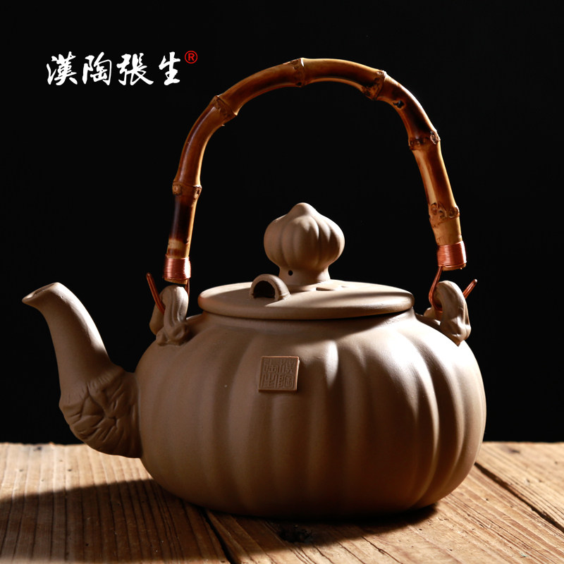 汉陶张生日式提梁壶养生陶壶手工煮茶器烧水壶陶瓷家用复古泡茶壶