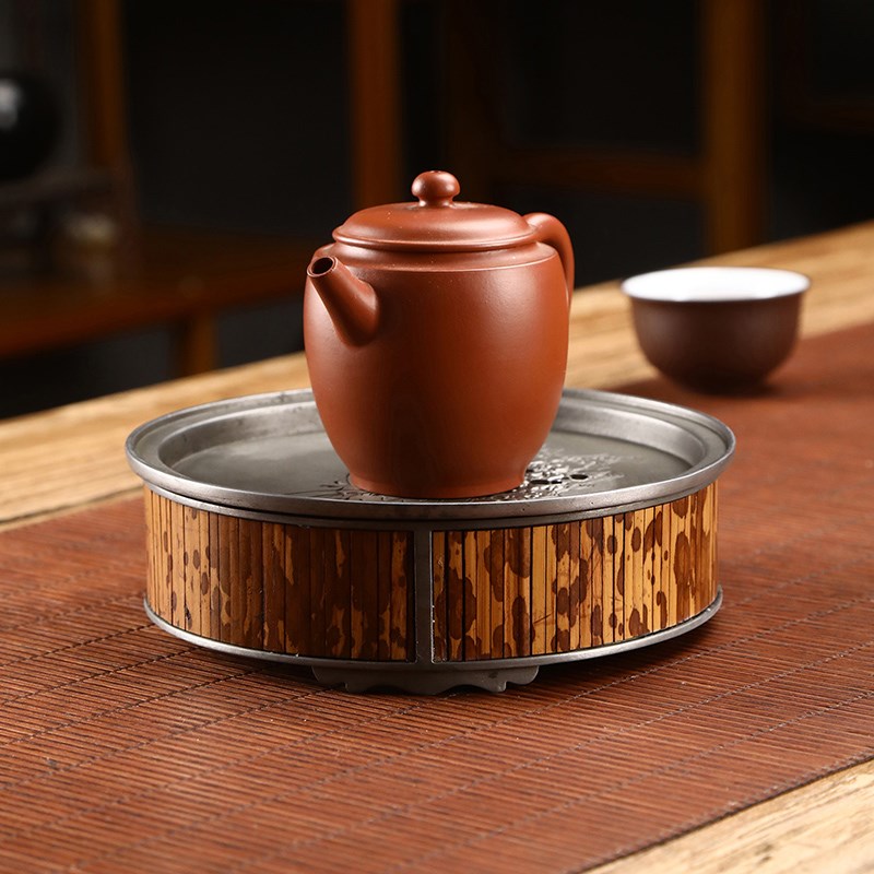 纯锡壶承干泡盘家用简约禅意小型储水茶盘茶托盘中式手工梅妃茶台