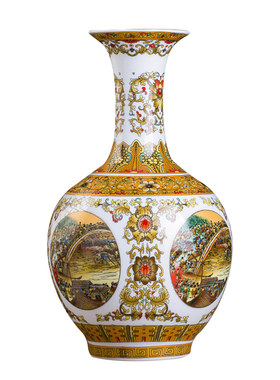 景德镇陶瓷器花瓶中式摆件v插花器白色小瓷瓶酒柜工艺品家居装饰