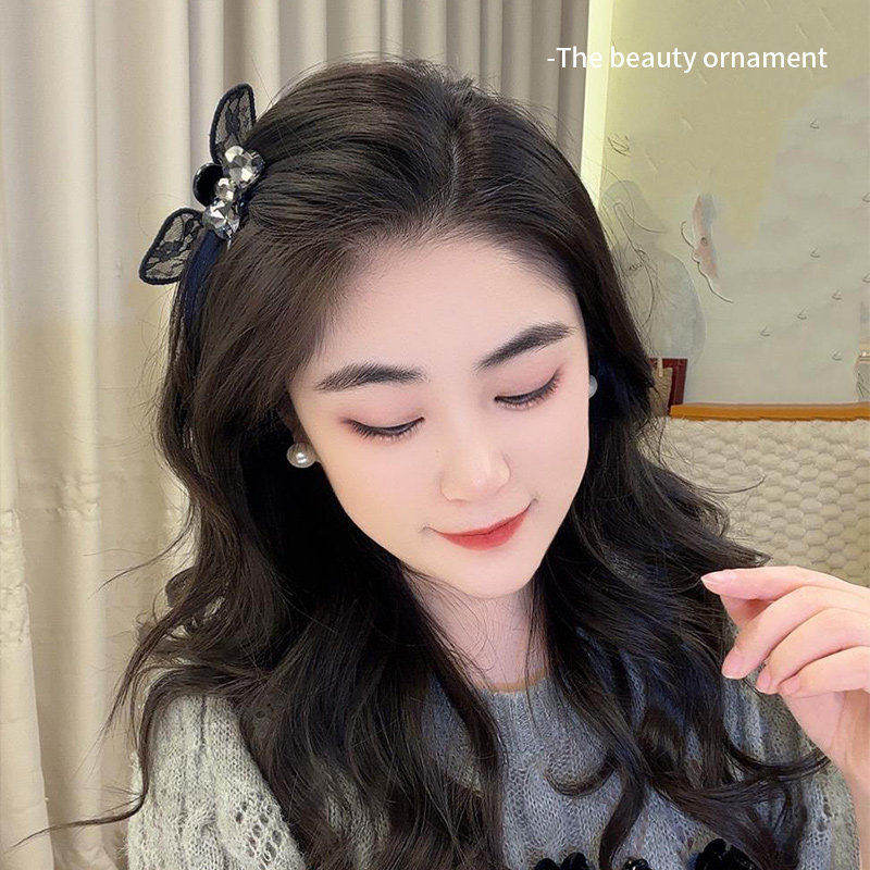 超甜蕾丝兔耳朵蝴蝶结小抓夹前额浏海侧边夹公主头发卡子ins头饰