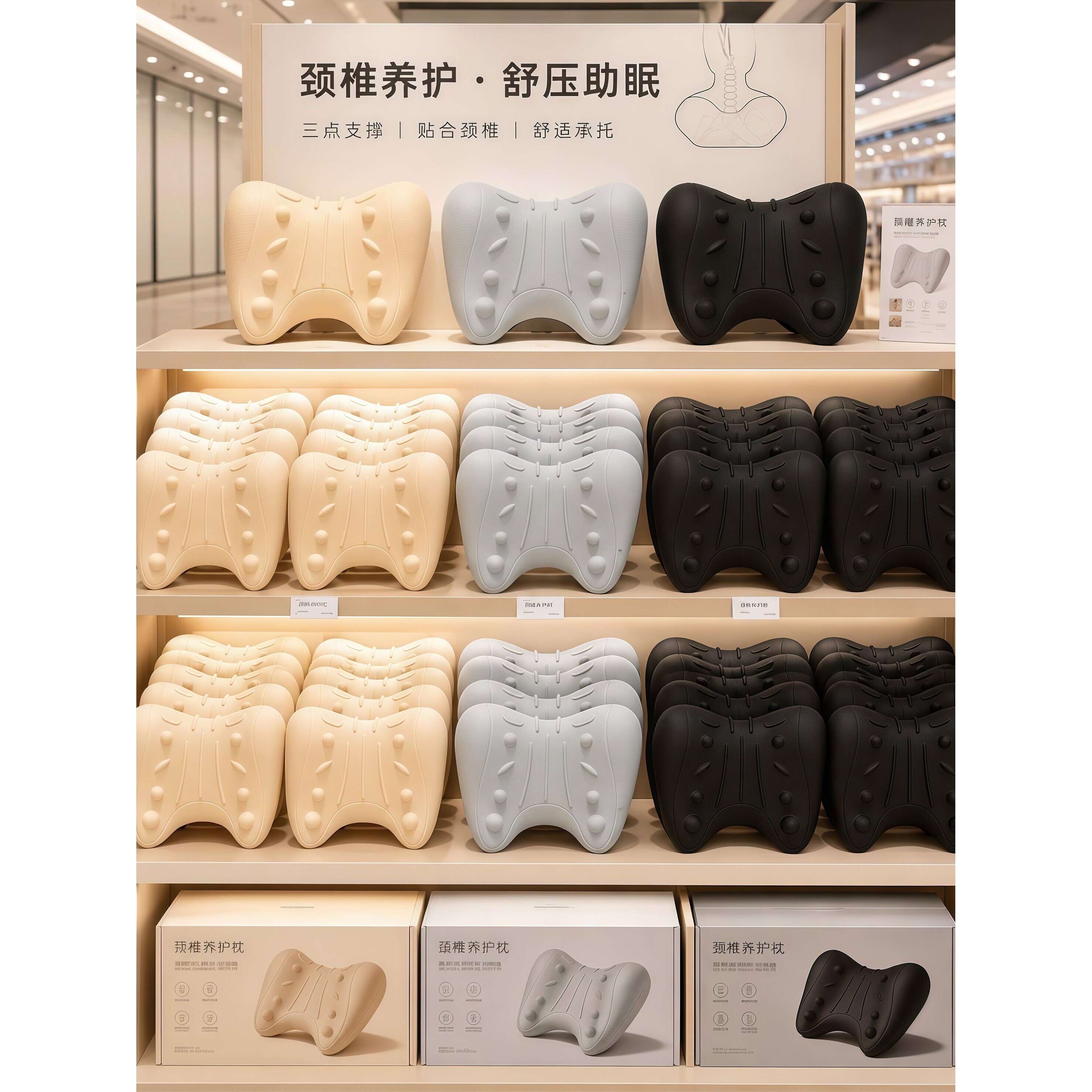 脖子前倾党!颈椎枕睡眠专用护颈枕头按摩颈部舒缓矫正拉伸U型枕