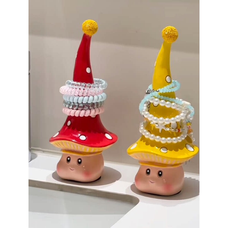可爱蘑菇发圈收纳神器卫生间浴室手表首饰挂架卡通装饰品玄关摆件