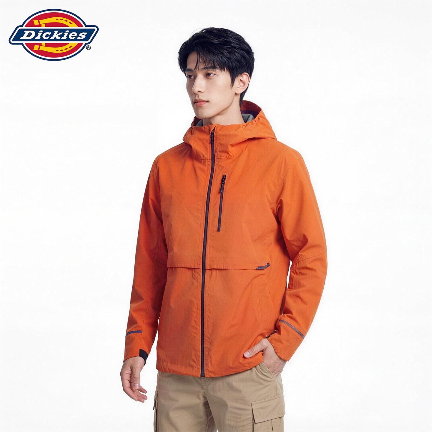 Dickies纯色冲锋衣男女款户外防风防水连帽登山服情侣夹克外套