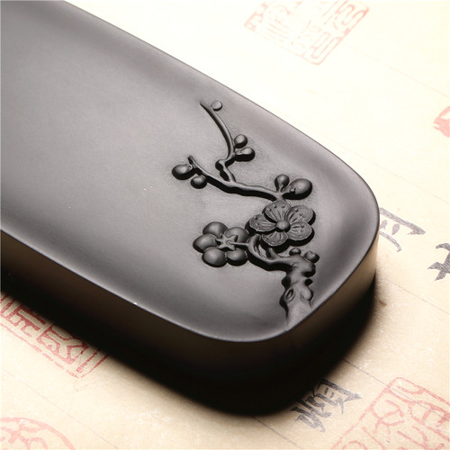 歙砚《寒梅傲雪》天然原石砚台墨梅暗G香砚书法绘画小楷笔舔可压