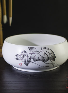 景德镇大号陶瓷笔洗茶洗洗毛笔缸画E材家用茶具配件洗杯碗茶道水