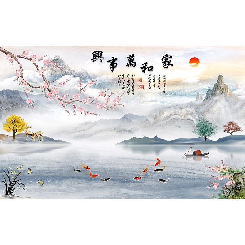 8d立体壁画电j视背景墙布家和定制壁画