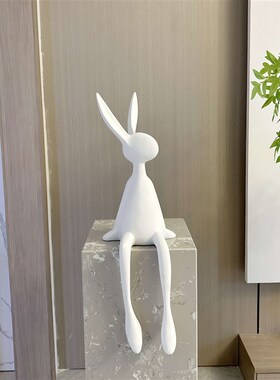 创意电镀兔e子摆件 简约现代客厅玄关家居装饰品 纯手工树脂长耳
