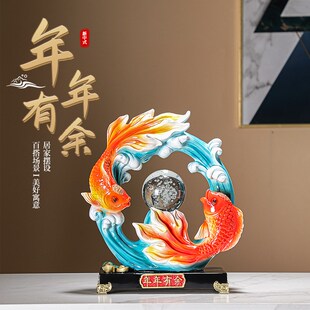 新中式年年有余招财o摆件客厅玄关电视柜酒柜装饰品新居乔迁礼物