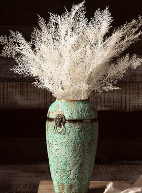 景德镇现代简约手工粗陶罐坛子花D瓶插花干花做旧仿古花盆三件套