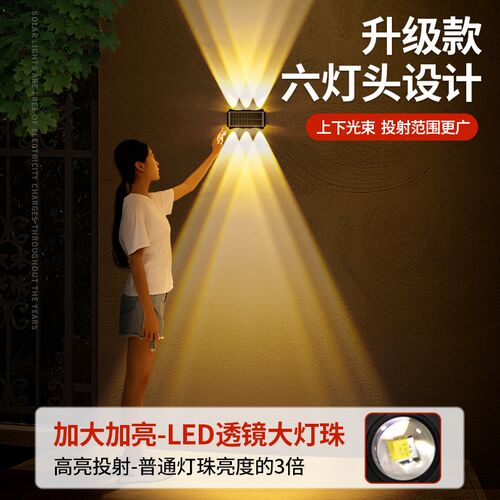 太阳能户外庭e院氛围洗墙灯花园装饰别墅柱子射灯室外防水围墙壁