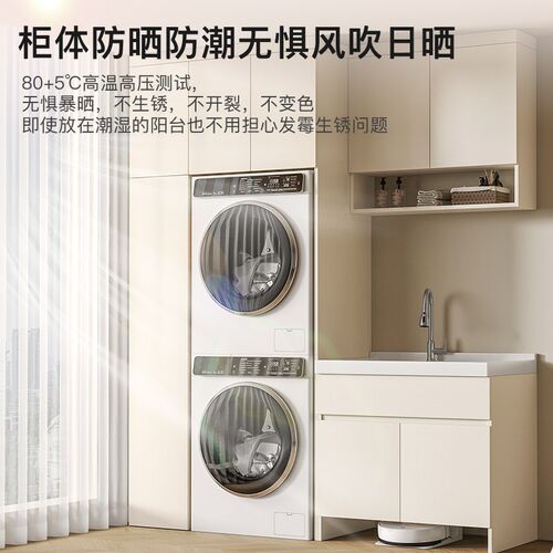 阳台柜洗b衣机定制洗漱台一体组合洗脸盆池防水防晒落地双洗衣机