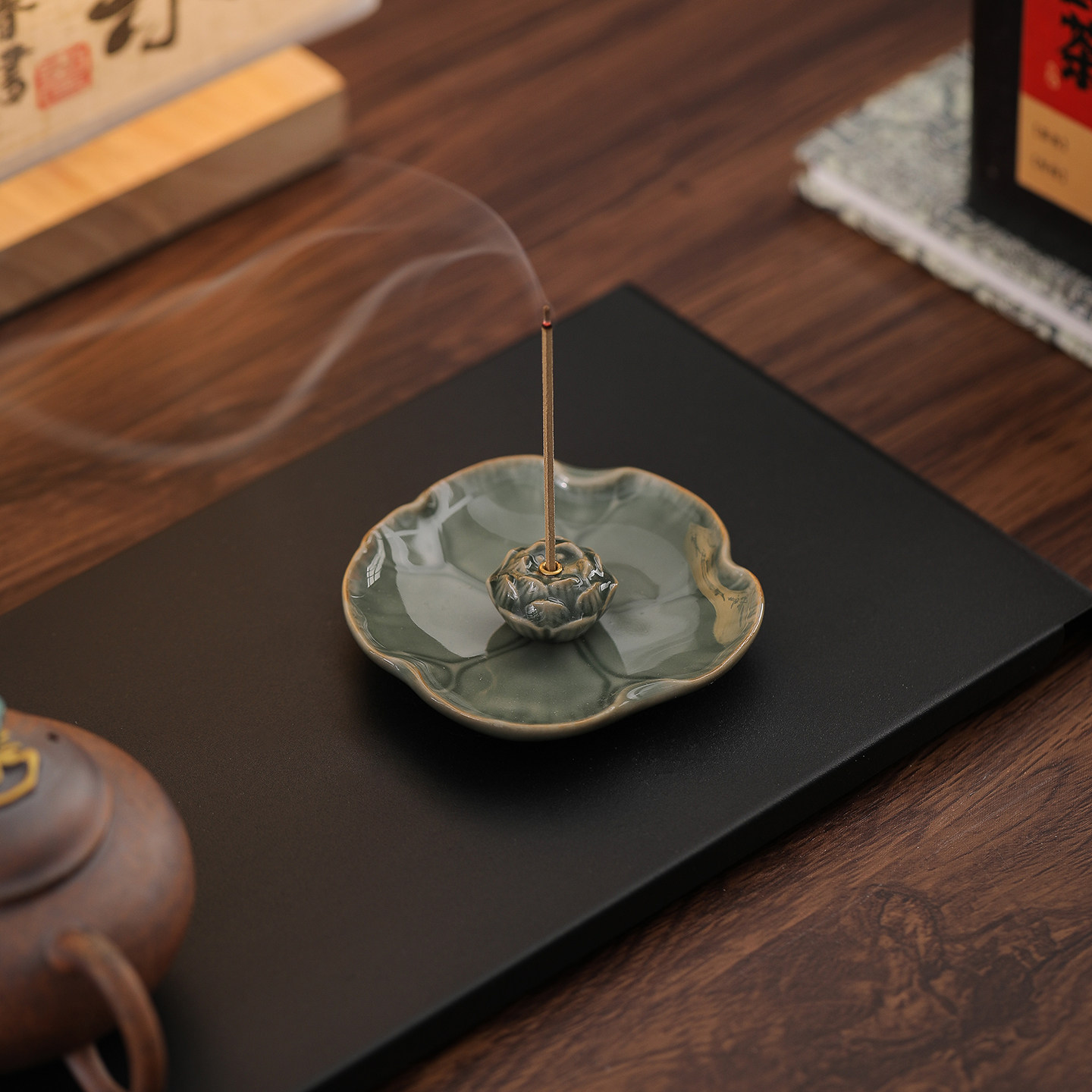 皇豫汝窑陶瓷香炉莲花香器线香插