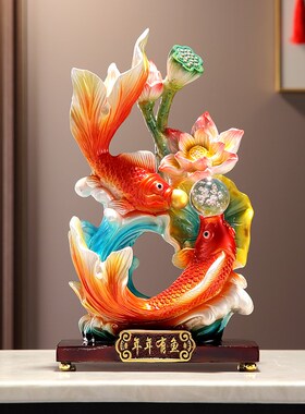 年年有余招财摆件玄关办公室桌客厅酒柜电视M柜装饰品搬家乔迁礼