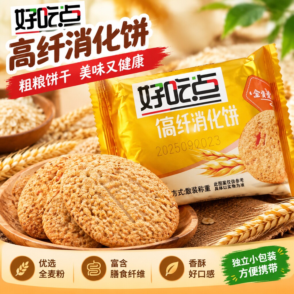 旗舰店好吃点高纤粗粮饼粗杂粮休闲饼干早餐蔬菜代餐饱腹杂粮零食