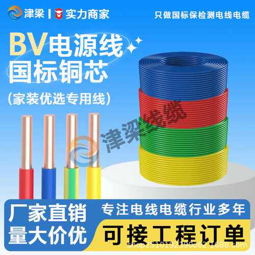 全球热销BV电线4/6/10平方铜芯电缆线电机开关插排用线户外电源线